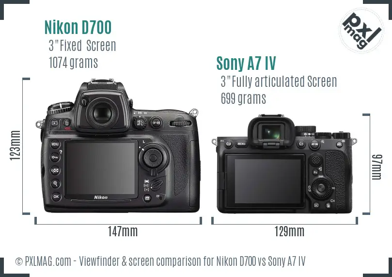Nikon D700 vs Sony A7 IV Screen and Viewfinder comparison Nikon D700 vs Sony A7 IV Screen and Viewfinder comparison