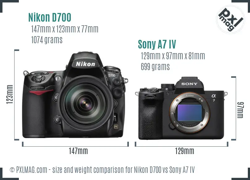 Nikon D700 vs Sony A7 IV size comparison Nikon D700 vs Sony A7 IV size comparison