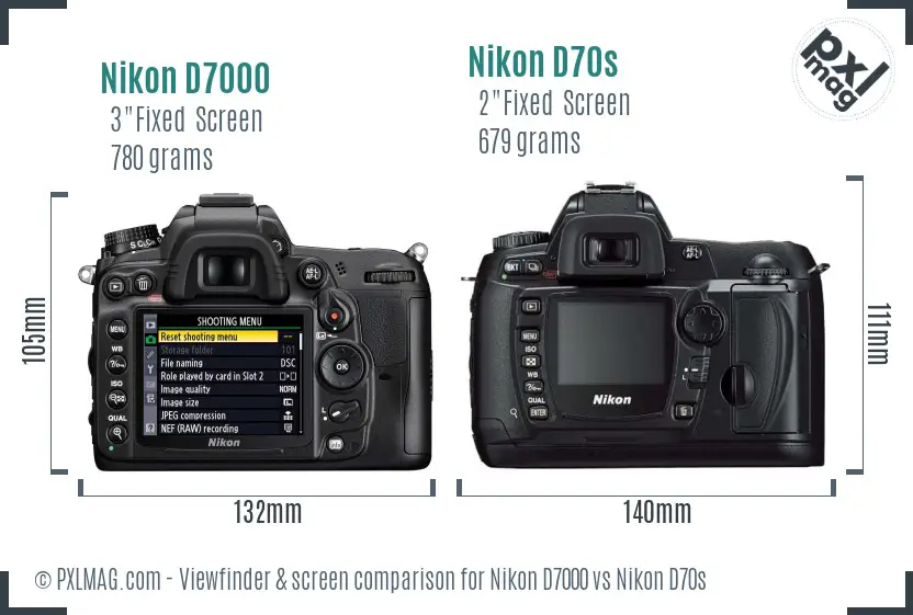 Nikon D7000 vs Nikon D70s Screen and Viewfinder comparison