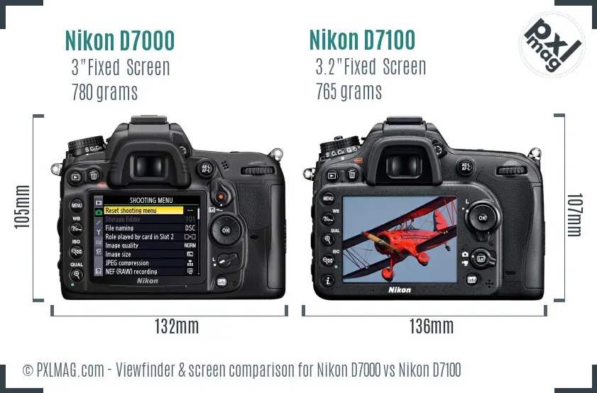 Nikon D7000 vs Nikon D7100 Screen and Viewfinder comparison