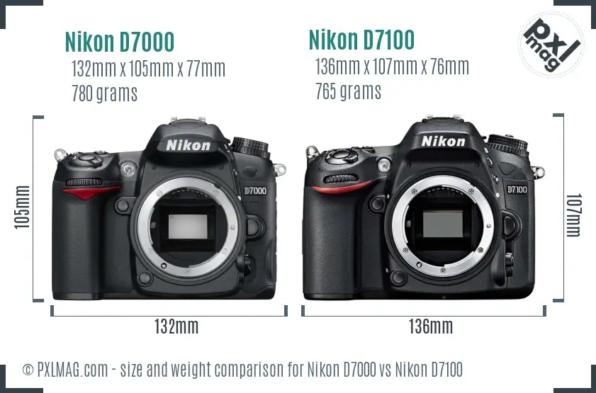 Nikon D7000 vs Nikon D7100 size comparison