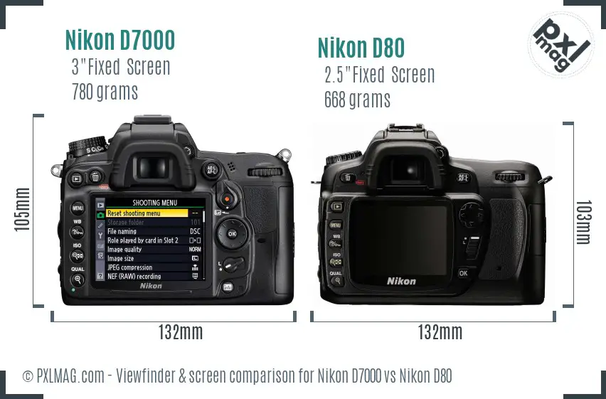 Nikon D7000 vs Nikon D80 Screen and Viewfinder comparison