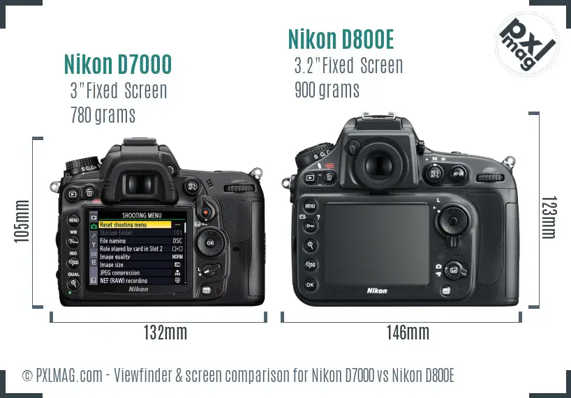 Nikon D7000 vs Nikon D800E Screen and Viewfinder comparison