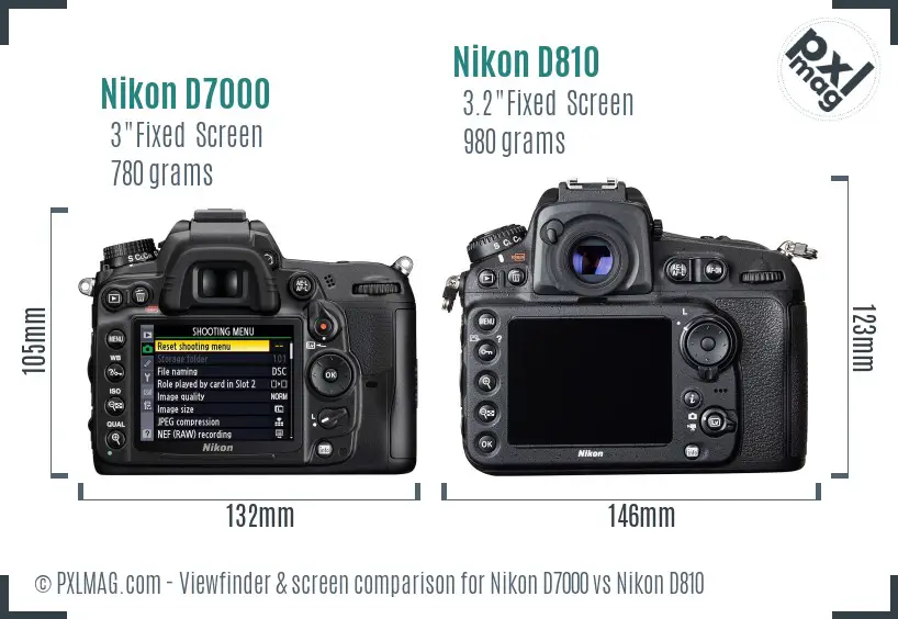 Nikon D7000 vs Nikon D810 Screen and Viewfinder comparison