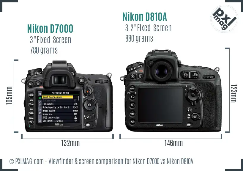 Nikon D7000 vs Nikon D810A Screen and Viewfinder comparison