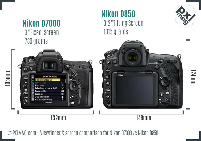 Nikon D7000 vs Nikon D850 Screen and Viewfinder comparison