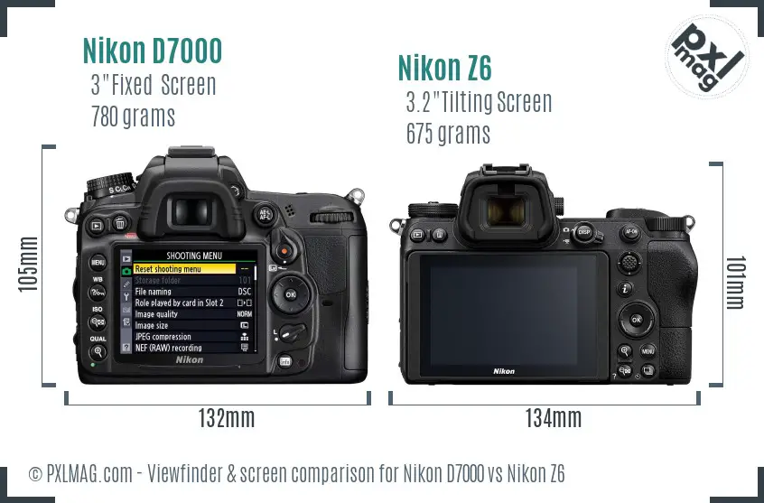 Nikon D7000 vs Nikon Z6 Screen and Viewfinder comparison Nikon D7000 vs Nikon Z6 Screen and Viewfinder comparison