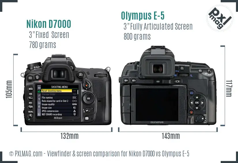 Nikon D7000 vs Olympus E-5 Screen and Viewfinder comparison