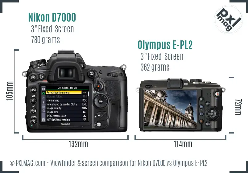Nikon D7000 vs Olympus E-PL2 Screen and Viewfinder comparison