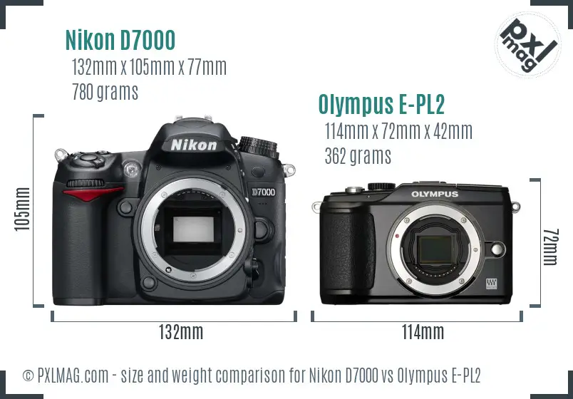 Nikon D7000 vs Olympus E-PL2 size comparison