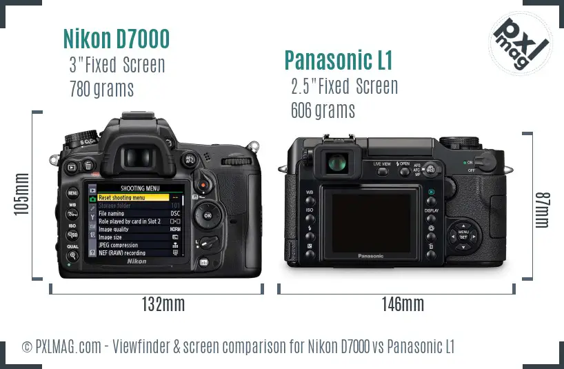 Nikon D7000 vs Panasonic L1 Screen and Viewfinder comparison