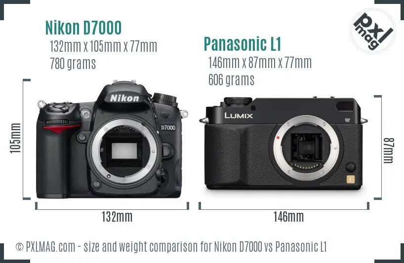 Nikon D7000 vs Panasonic L1 size comparison