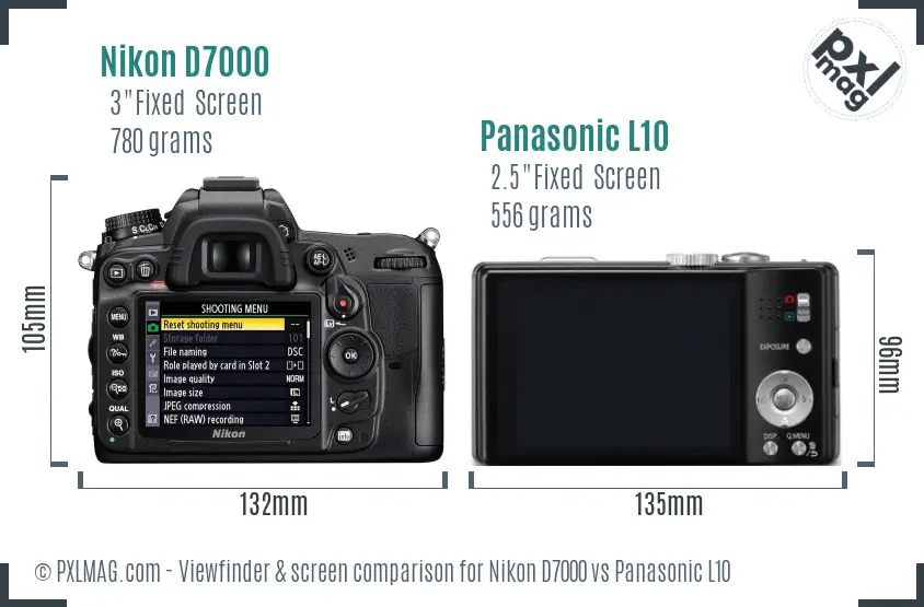 Nikon D7000 vs Panasonic L10 Screen and Viewfinder comparison