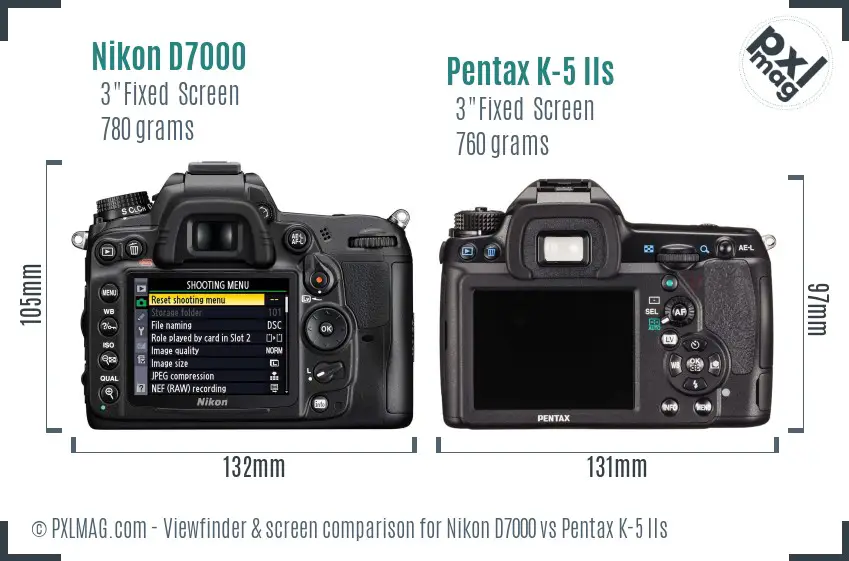 Nikon D7000 vs Pentax K-5 IIs Screen and Viewfinder comparison