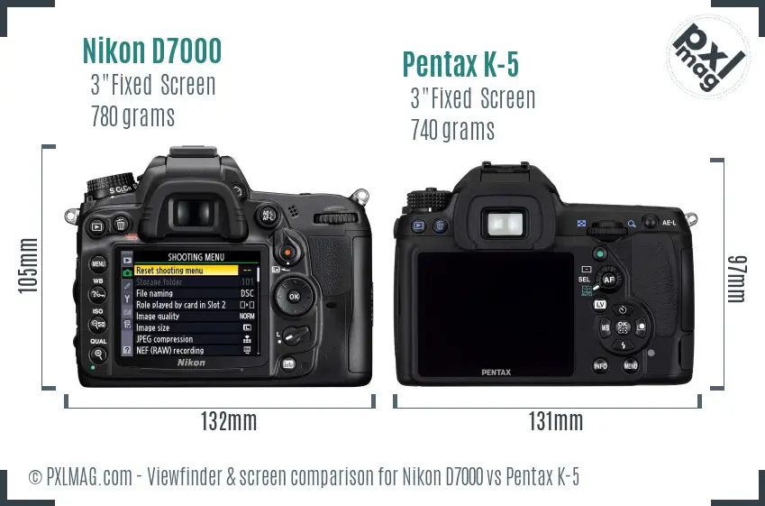 Nikon D7000 vs Pentax K-5 Screen and Viewfinder comparison
