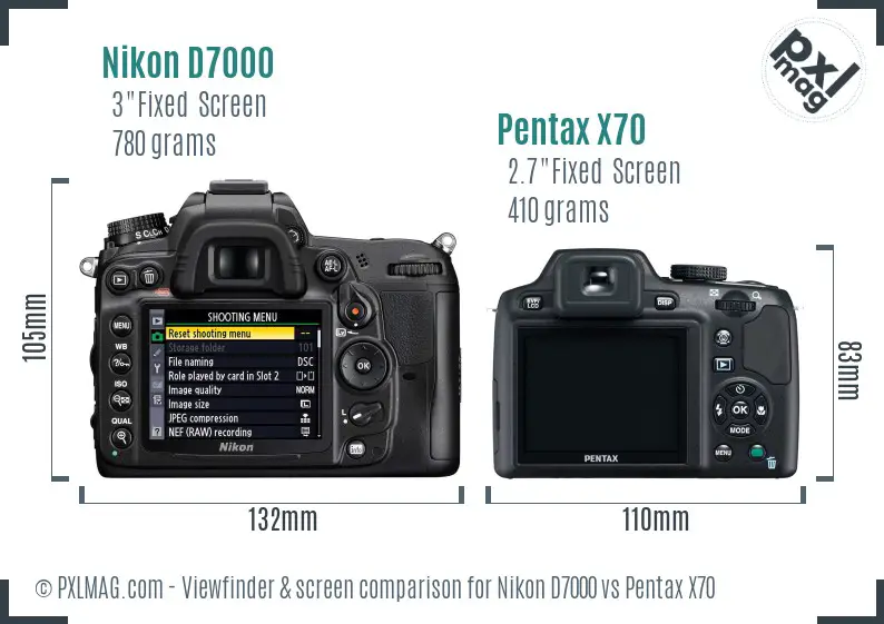 Nikon D7000 vs Pentax X70 Screen and Viewfinder comparison