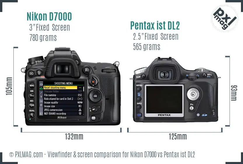 Nikon D7000 vs Pentax ist DL2 Screen and Viewfinder comparison Nikon D7000 vs Pentax ist DL2 Screen and Viewfinder comparison