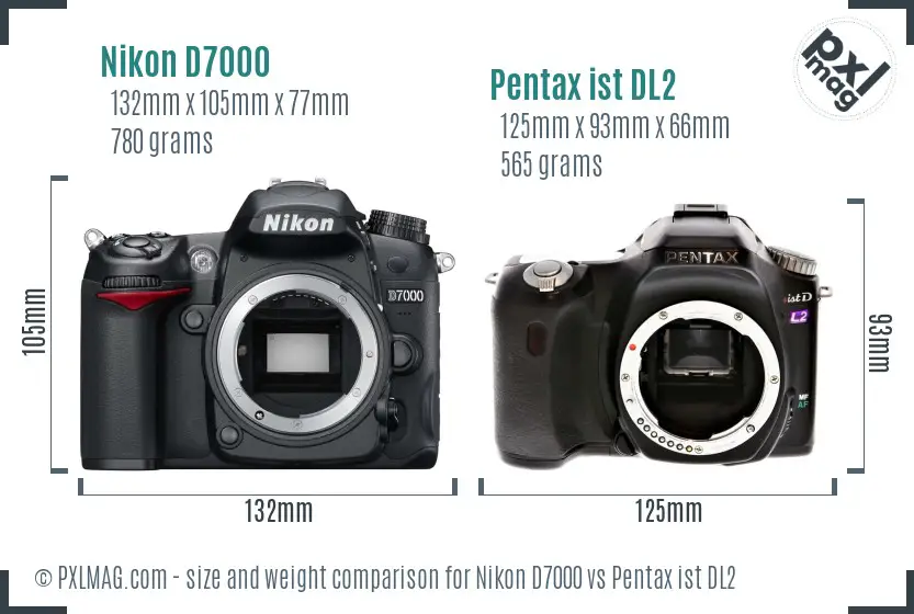 Nikon D7000 vs Pentax ist DL2 size comparison Nikon D7000 vs Pentax ist DL2 size comparison