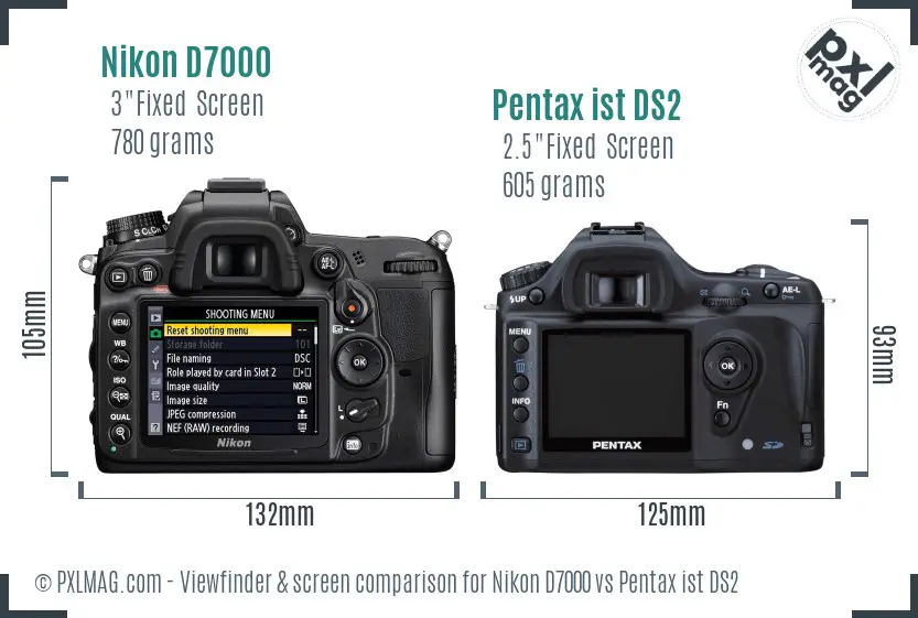 Nikon D7000 vs Pentax ist DS2 Screen and Viewfinder comparison