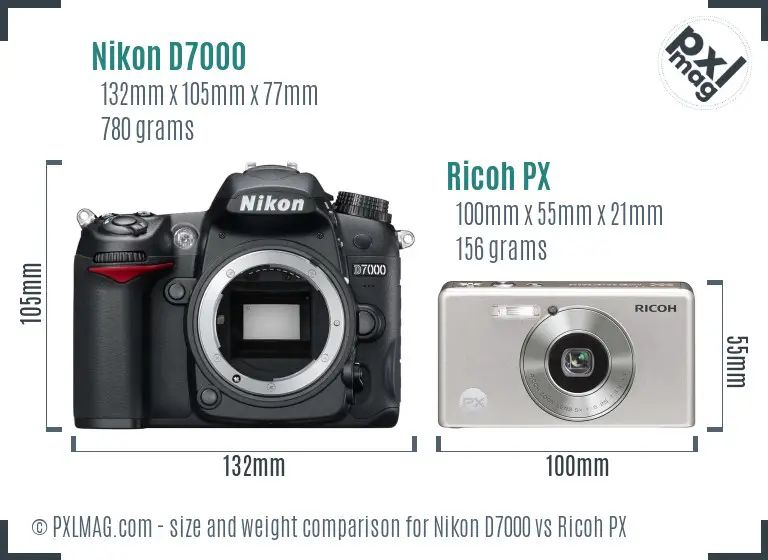 Nikon D7000 vs Ricoh PX size comparison Nikon D7000 vs Ricoh PX size comparison