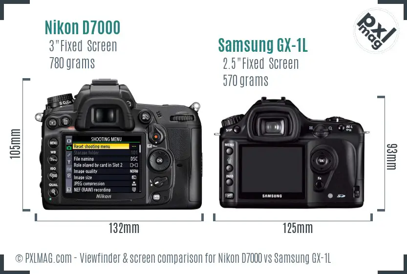 Nikon D7000 vs Samsung GX-1L Screen and Viewfinder comparison