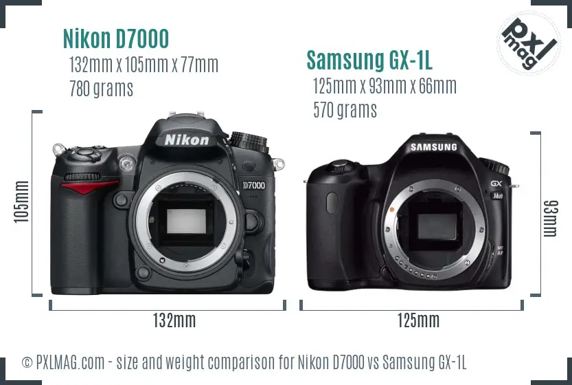 Nikon D7000 vs Samsung GX-1L size comparison