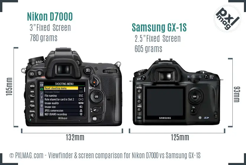 Nikon D7000 vs Samsung GX-1S Screen and Viewfinder comparison