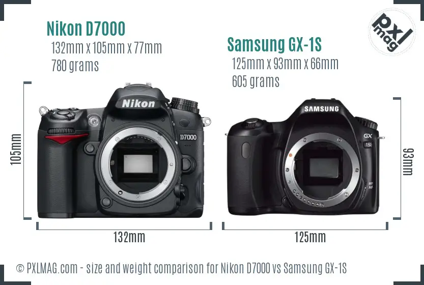 Nikon D7000 vs Samsung GX-1S size comparison