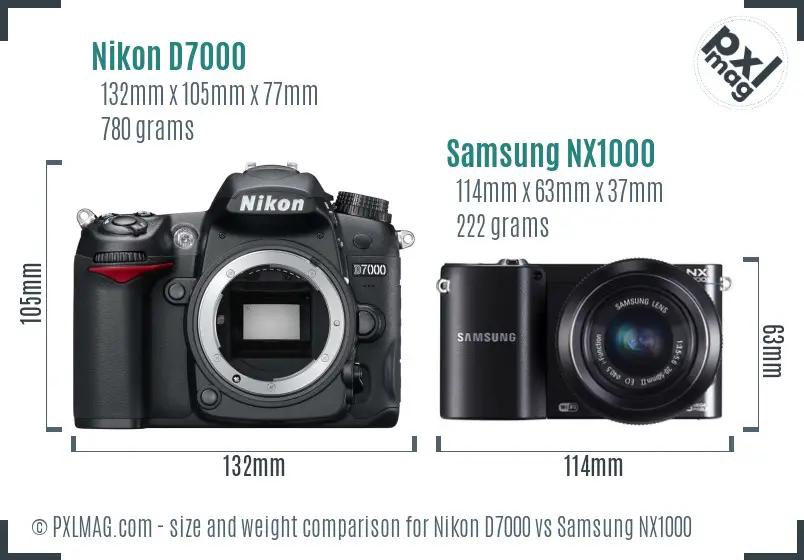 Nikon D7000 vs Samsung NX1000 size comparison