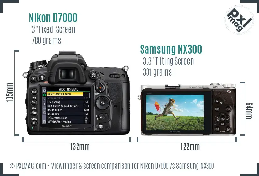 Nikon D7000 vs Samsung NX300 Screen and Viewfinder comparison Nikon D7000 vs Samsung NX300 Screen and Viewfinder comparison
