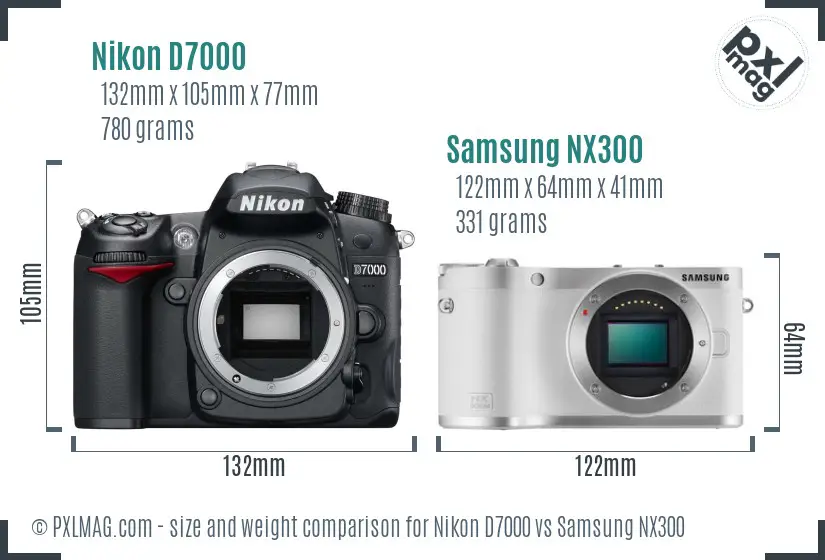 Nikon D7000 vs Samsung NX300 size comparison Nikon D7000 vs Samsung NX300 size comparison