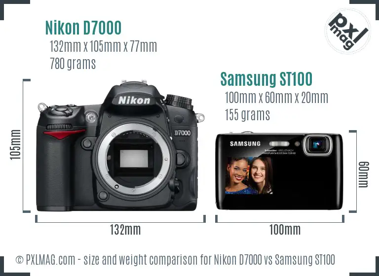 Nikon D7000 vs Samsung ST100 size comparison