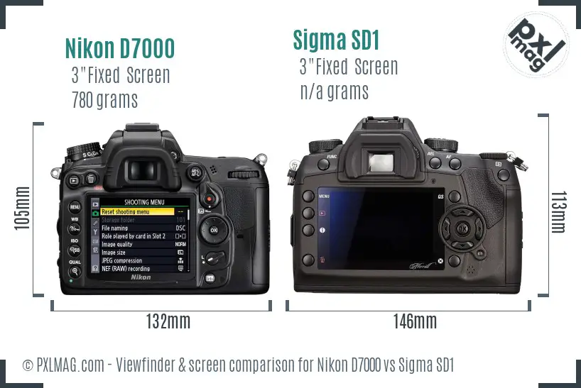 Nikon D7000 vs Sigma SD1 Screen and Viewfinder comparison