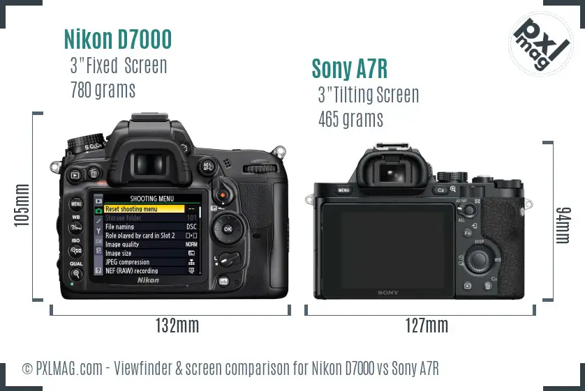 Nikon D7000 vs Sony A7R Screen and Viewfinder comparison Nikon D7000 vs Sony A7R Screen and Viewfinder comparison