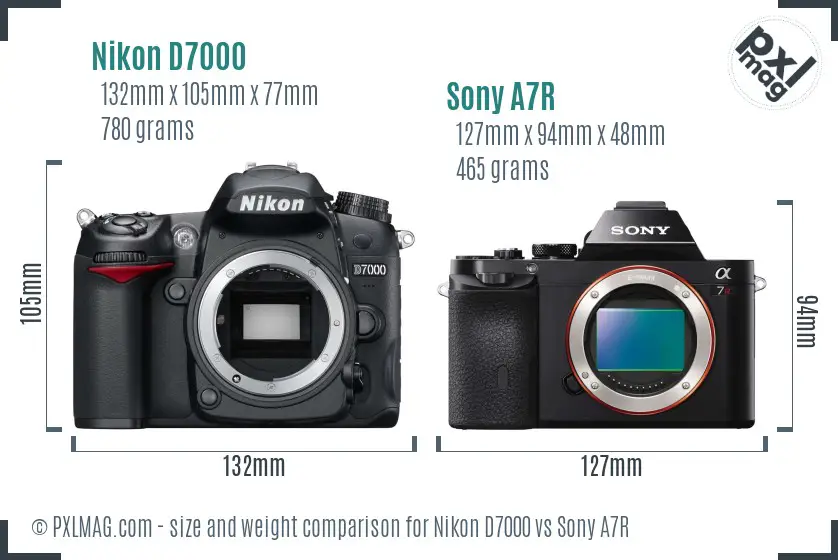 Nikon D7000 vs Sony A7R size comparison Nikon D7000 vs Sony A7R size comparison
