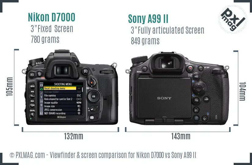 Nikon D7000 vs Sony A99 II Screen and Viewfinder comparison
