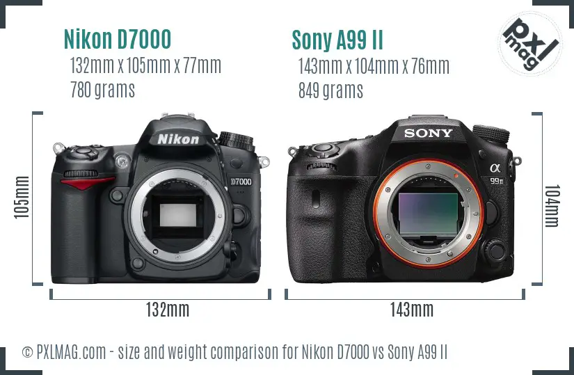 Nikon D7000 vs Sony A99 II size comparison