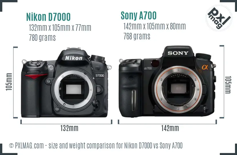 Nikon D7000 vs Sony A700 size comparison Nikon D7000 vs Sony A700 size comparison