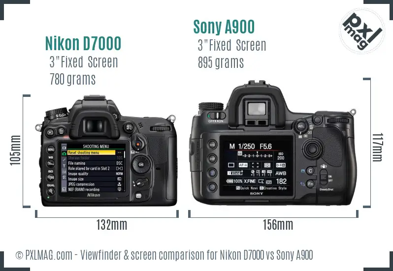 Nikon D7000 vs Sony A900 Screen and Viewfinder comparison