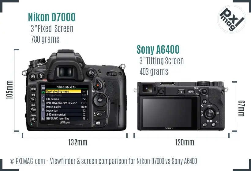 Nikon D7000 vs Sony A6400 Screen and Viewfinder comparison Nikon D7000 vs Sony A6400 Screen and Viewfinder comparison