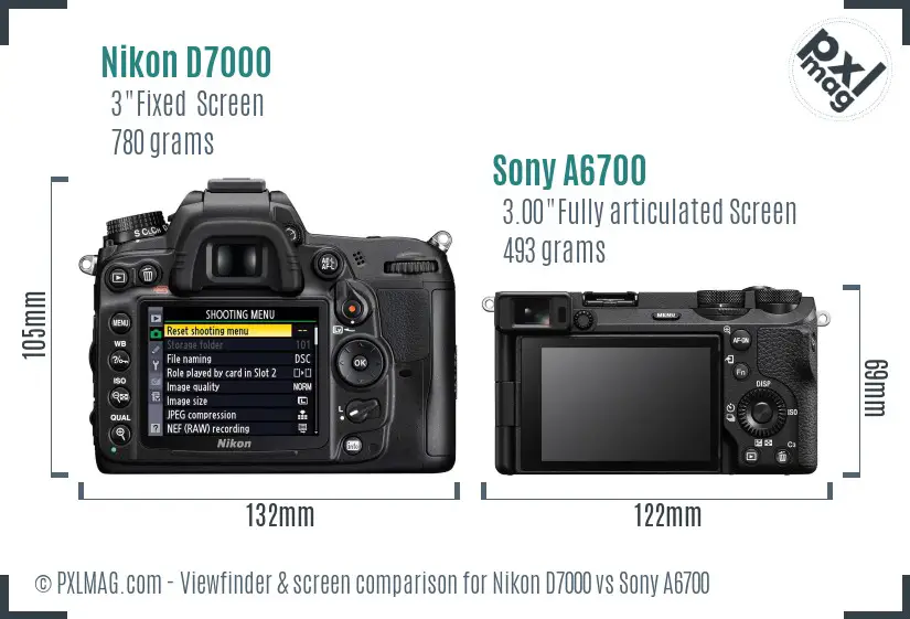 Nikon D7000 vs Sony A6700 Screen and Viewfinder comparison Nikon D7000 vs Sony A6700 Screen and Viewfinder comparison