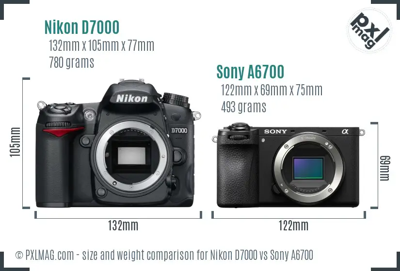 Nikon D7000 vs Sony A6700 size comparison Nikon D7000 vs Sony A6700 size comparison
