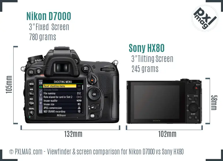 Nikon D7000 vs Sony HX80 Screen and Viewfinder comparison