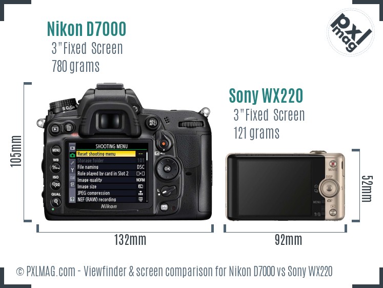 Nikon D7000 vs Sony WX220 Screen and Viewfinder comparison