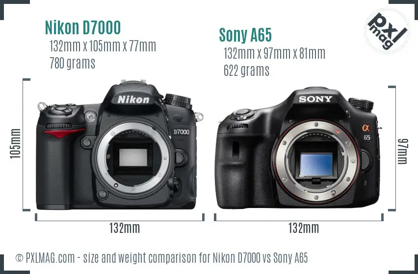 Nikon D7000 vs Sony A65 size comparison Nikon D7000 vs Sony A65 size comparison