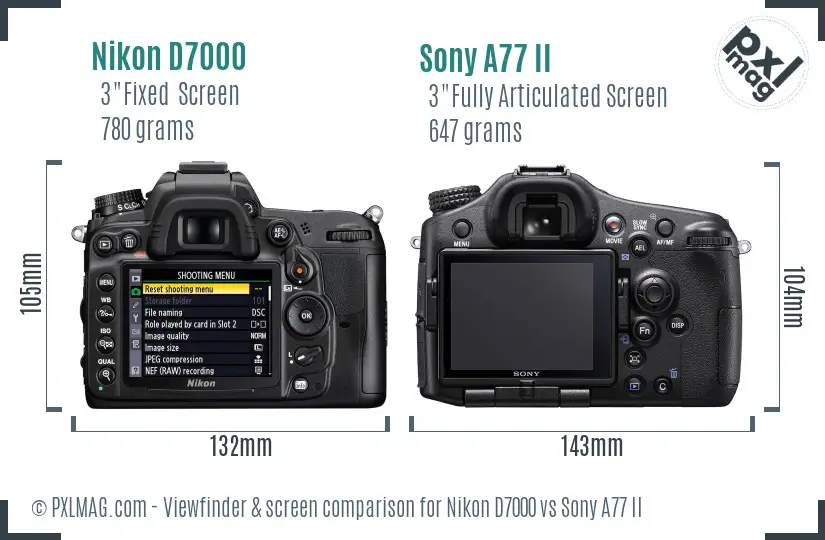 Nikon D7000 vs Sony A77 II Screen and Viewfinder comparison