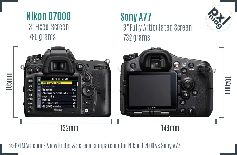 Nikon D7000 vs Sony A77 Screen and Viewfinder comparison