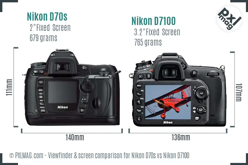Nikon D70s vs Nikon D7100 Screen and Viewfinder comparison