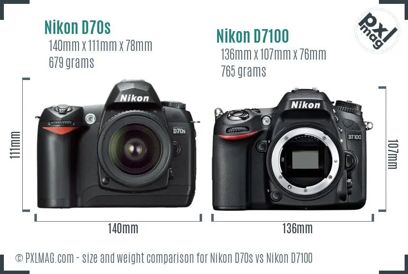 Nikon D70s vs Nikon D7100 size comparison