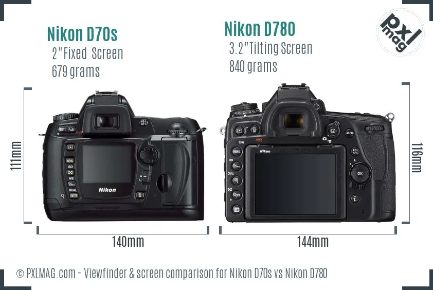 Nikon D70s vs Nikon D780 Screen and Viewfinder comparison